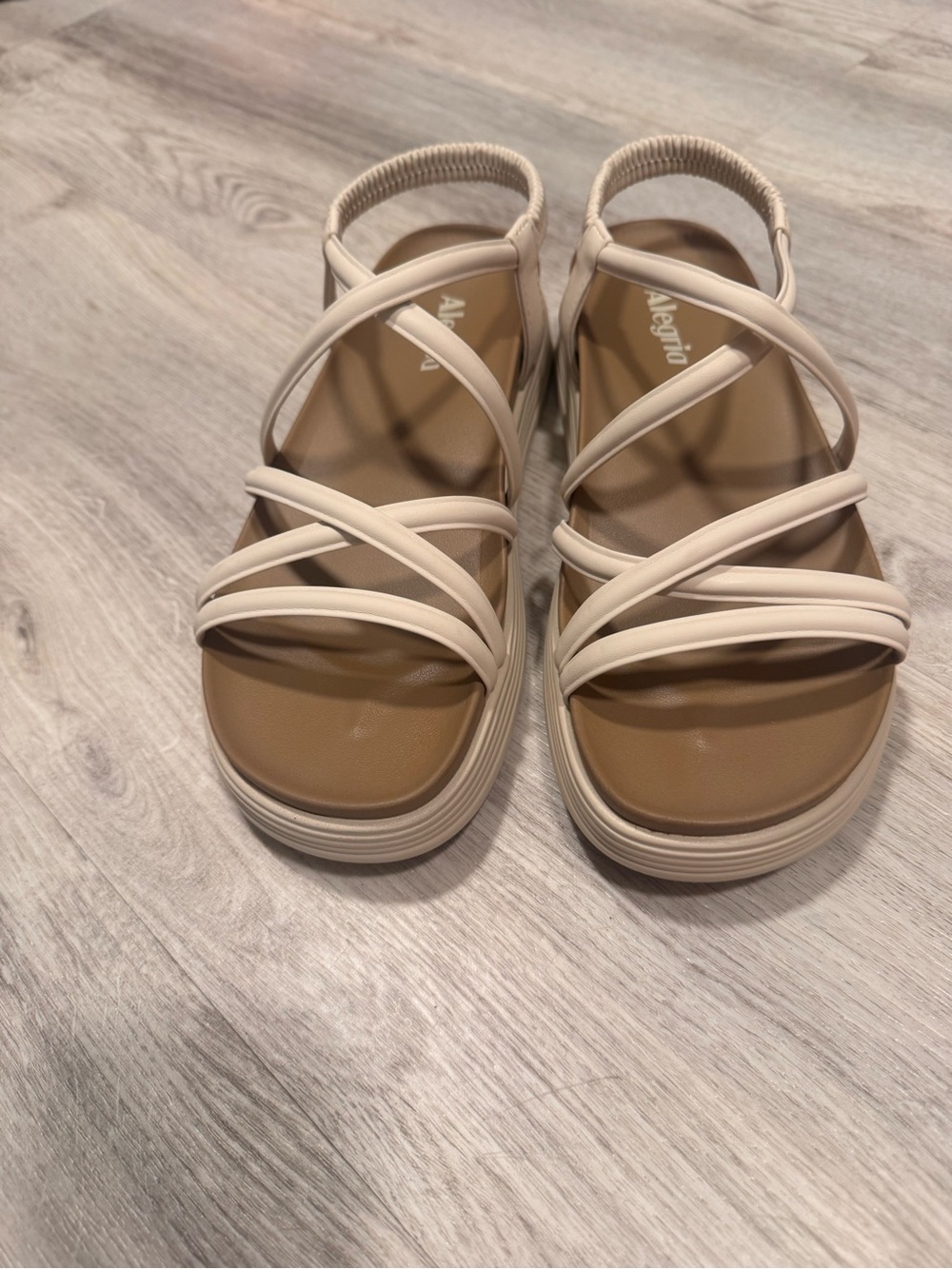 Alegria Audie's Women's Champagne Strappy Platform Sandals